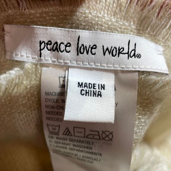 Peace Love World Love is Beautiful Oversized Scarf Shawl - Picture 3 of 4